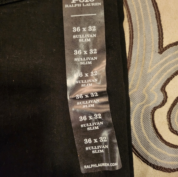 SOLD!! Polo Ralph Lauren Jeans Mens 36x32 Black Denim Sullivan Slim Stretch NWT! - Picture 6 of 12